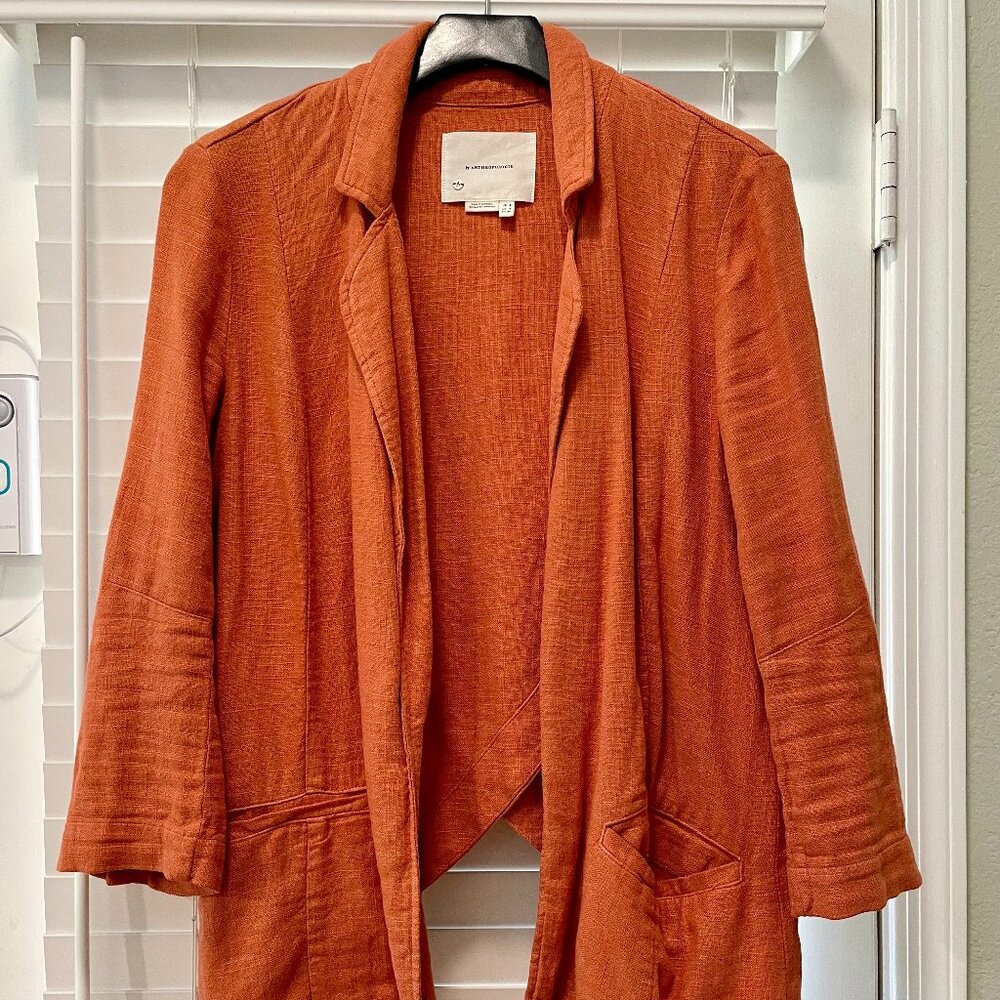 by Anthropologie Terra Cotta Washed Linen Blazer